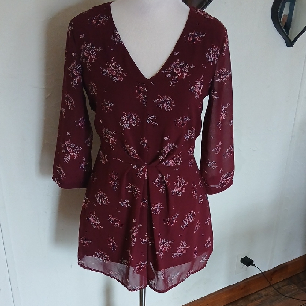 Alya Maroon Floral Romper